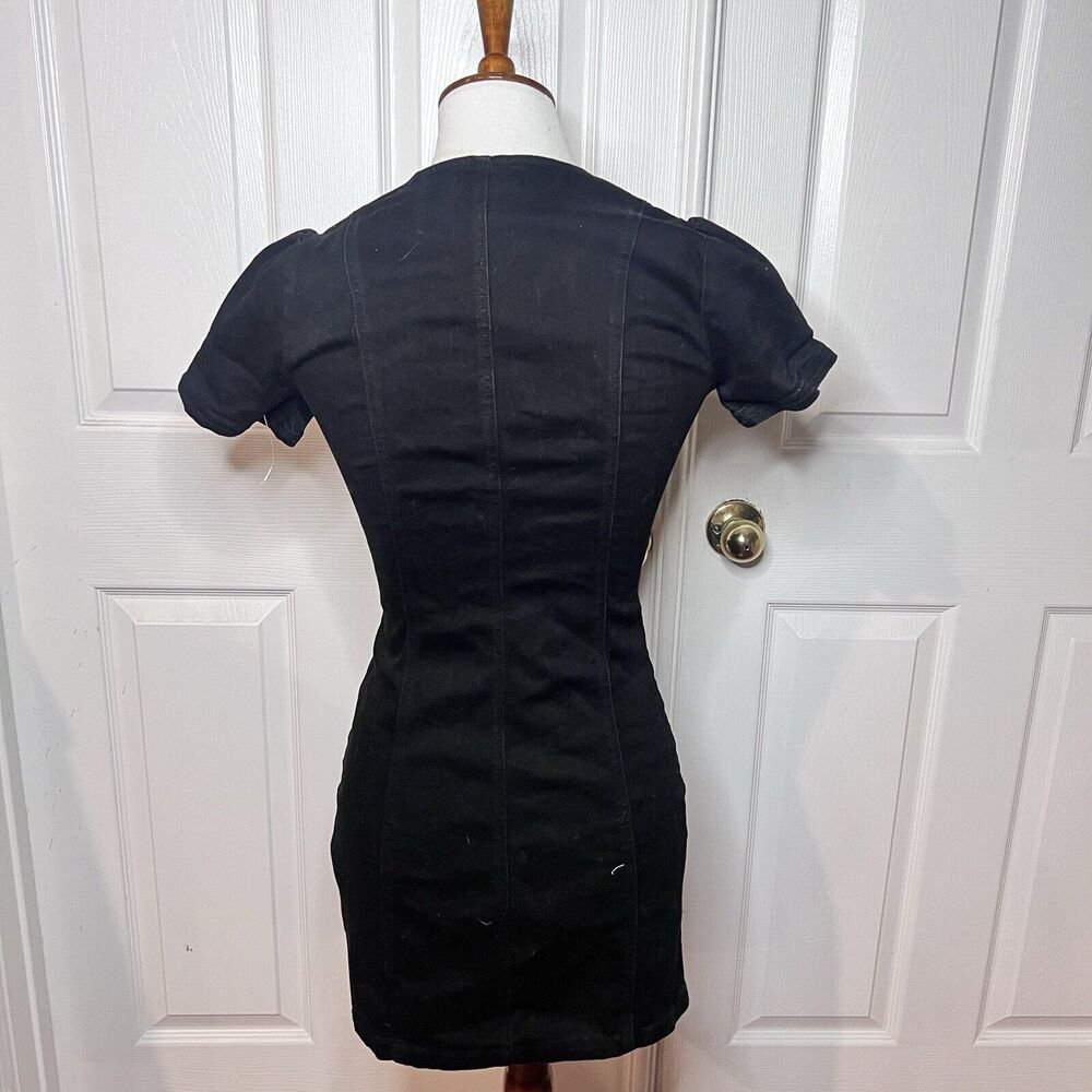 Forever 21 Bodycon Denim Button Up Dress Size S Biker Rocker Goth Witch Punk - Picture 2 of 10